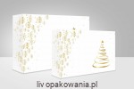 Pudełka świąteczne białe "Złota choinka" rozm. 31x22x8 opak.50 szt.  