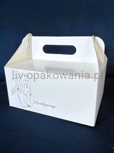 Pudełka weselne złoty druk para młoda 19x14x9