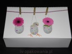 Pudełka na ciasta i mazurki wielkanocne "Kurczaki w pisankach" rozm. 25x15x8 lub 31x22x8